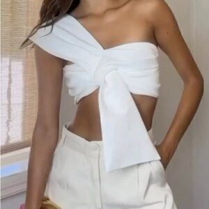 Zara White Statement Crop Top